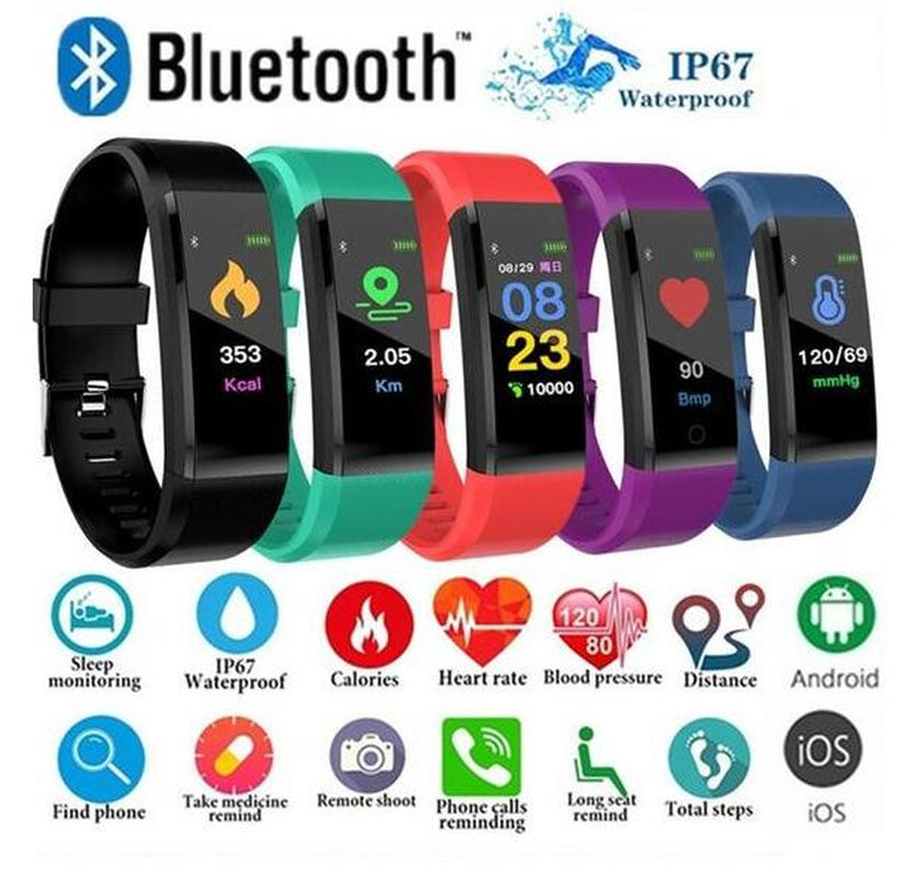Smart Bracelet with Bluetooth Wristband Heart Rate Monitor Watch Activity Fitness Tracker