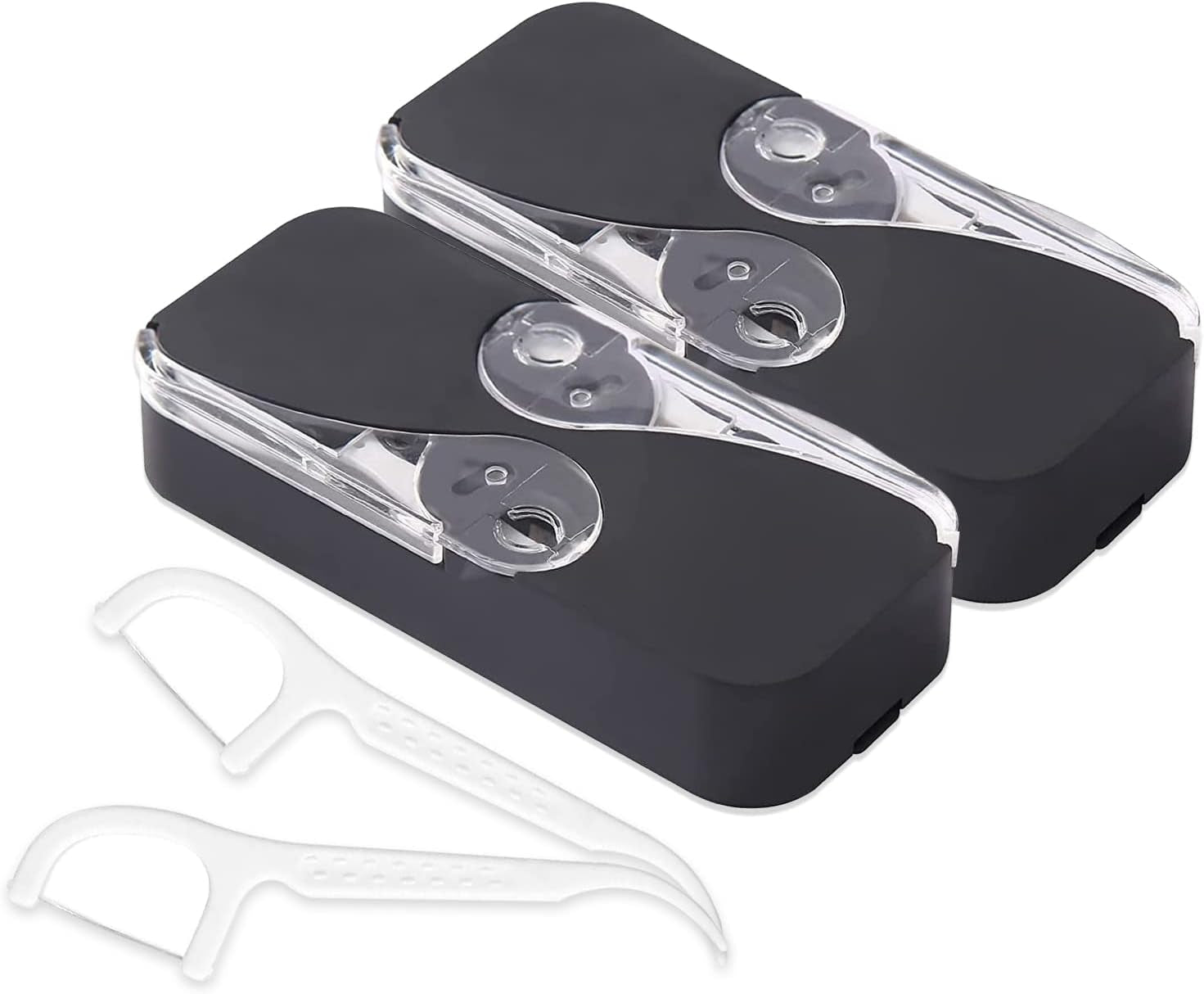 Floss Sticks for Adults Toothpicks Floss Picks Dental Floss Portable Floss Dispenser Floss Box Dental Floss Picks Dispenser Floss Pick Holder Automatic Floss Organizer Travel Floss (Black+Black)