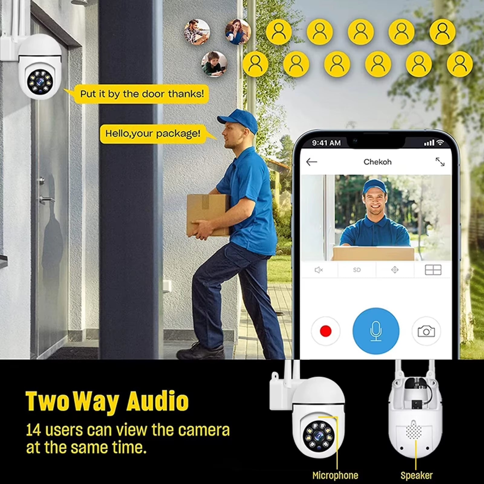 Smart Security Camera 1080P HD Home Camera with Night Vision Motion Detection Tilt 350° for Baby Pet Older