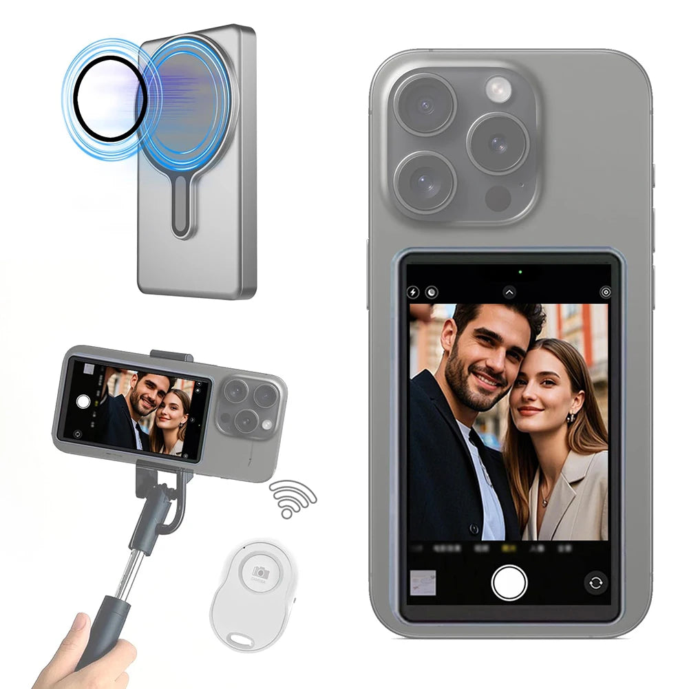 Magnetic Phone Vlog Selfie Monitor Screen Wireless Selfie Monitor Screen Rear Camera Monitor Video Recording Live Screen Monitor