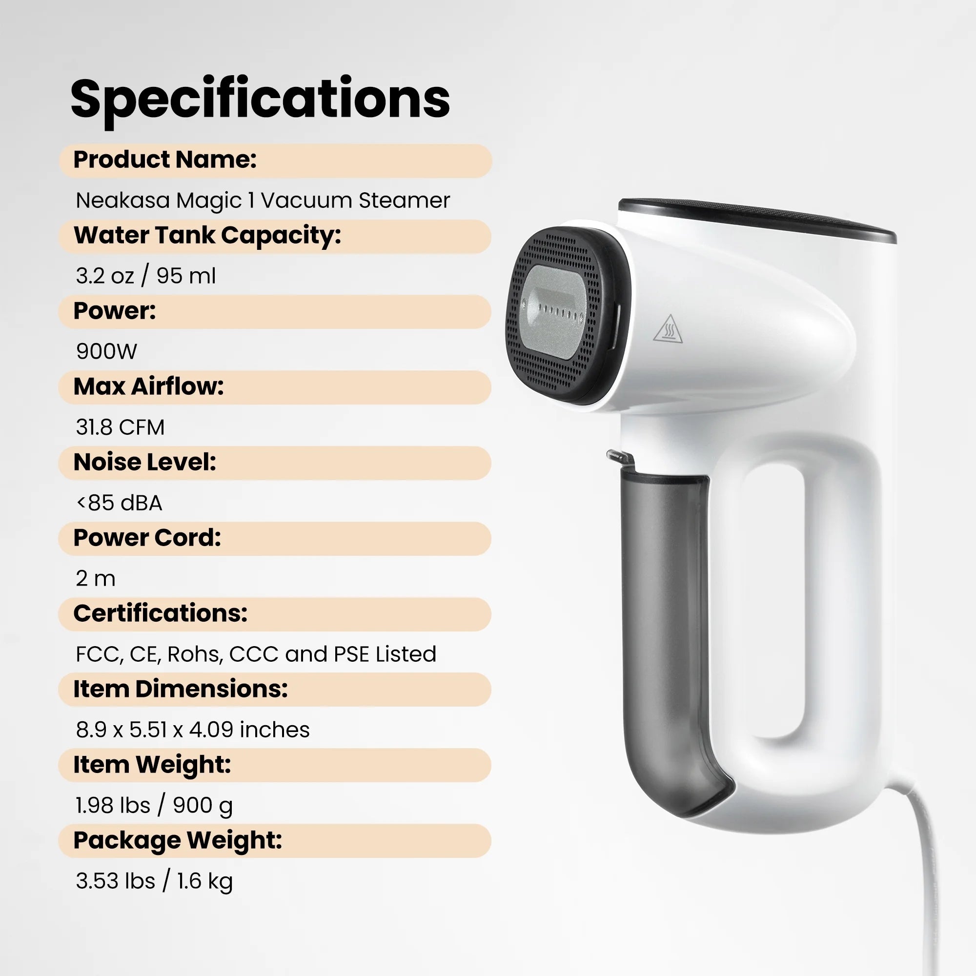 Magic 1 Portable Hand Held Ironing Wrinkle Fabric Steamer, 2300Pa Suction Vacuum Steamer&Iron,Ready-To-Wear Clothes Steamer for Travel