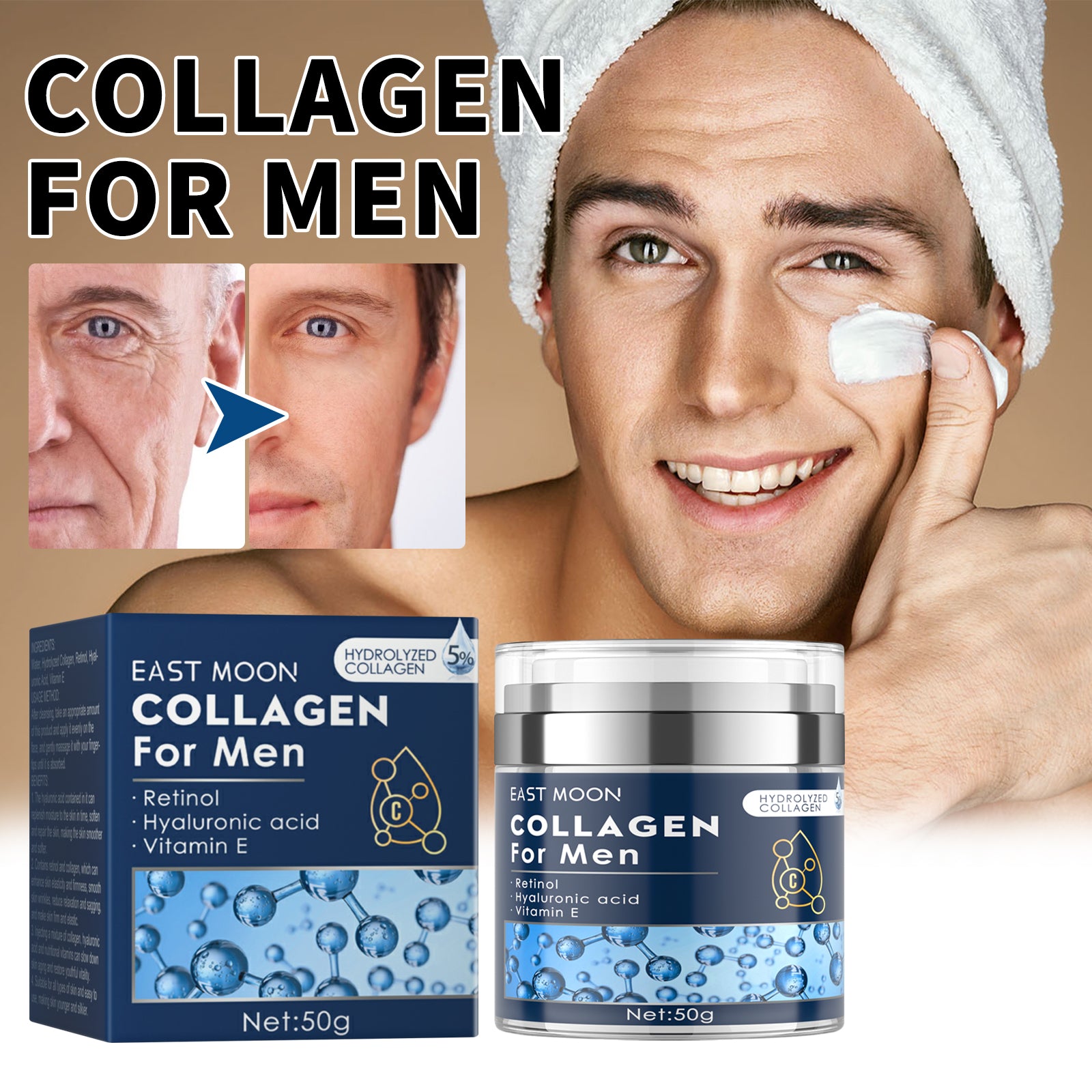 East Moon Men'S Anti-Wrinkle Cream to Lighten the Fine Lines and Wrinkles Tightening Facial Skin Hydration Anti-Aging Cream