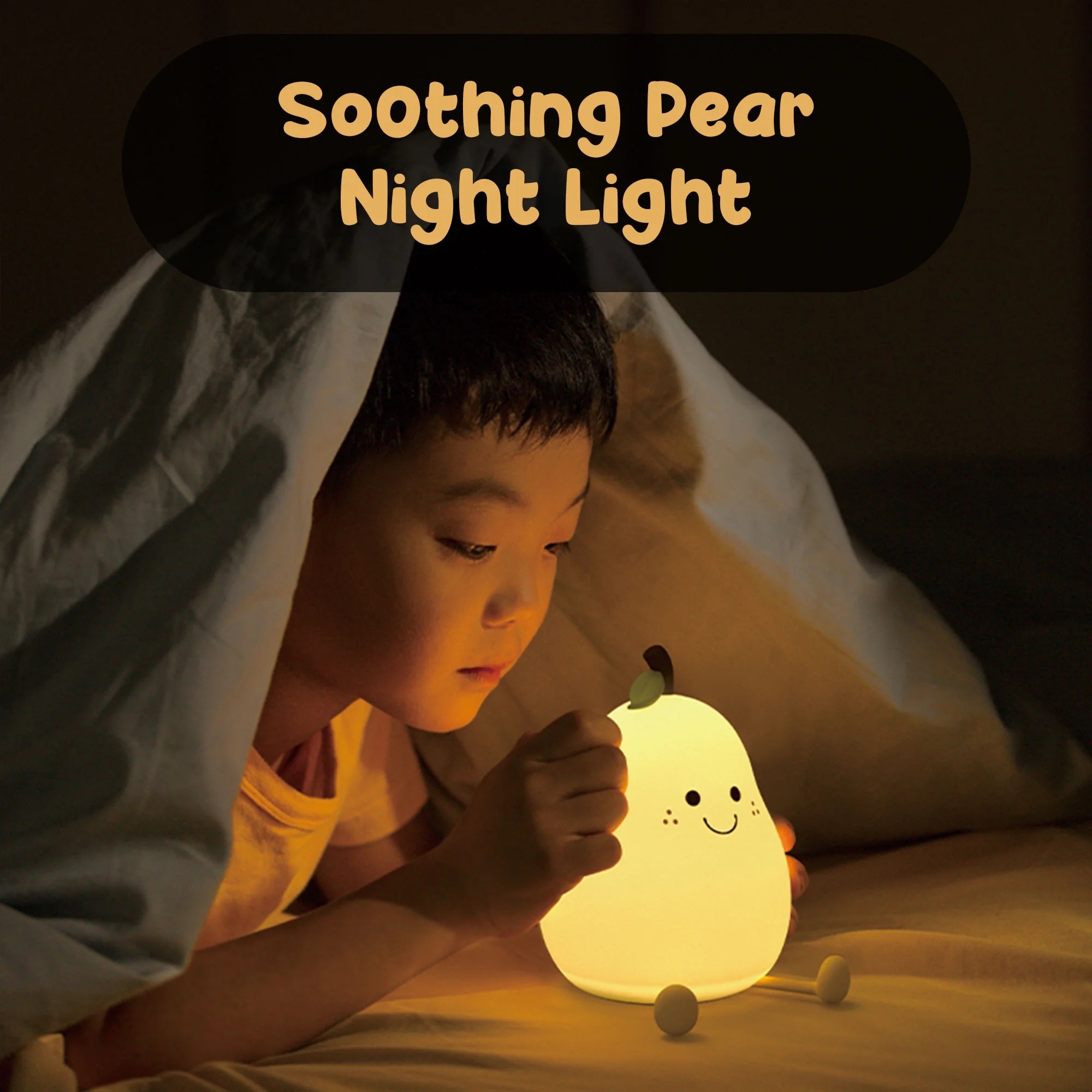 Kids Night Light – Baby Pear Night Light for Nursery Decor, Kids Bedroom Color-Changing Silicone Nursery Lamp – Dimmable Battery Powered Pear Lamp