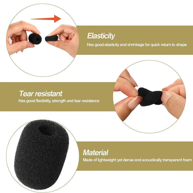 5 Pcs Small Foam Mini Microphone Covers for Headset Microphone Mic Cover for Headset Protection for Lavalier Microphones