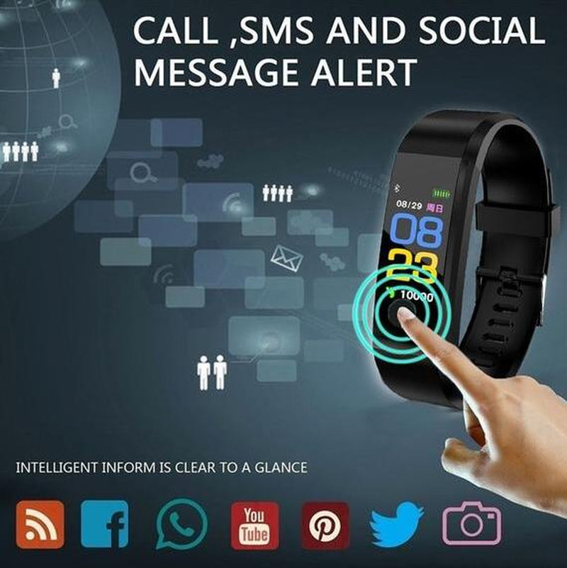 Smart Bracelet with Bluetooth Wristband Heart Rate Monitor Watch Activity Fitness Tracker