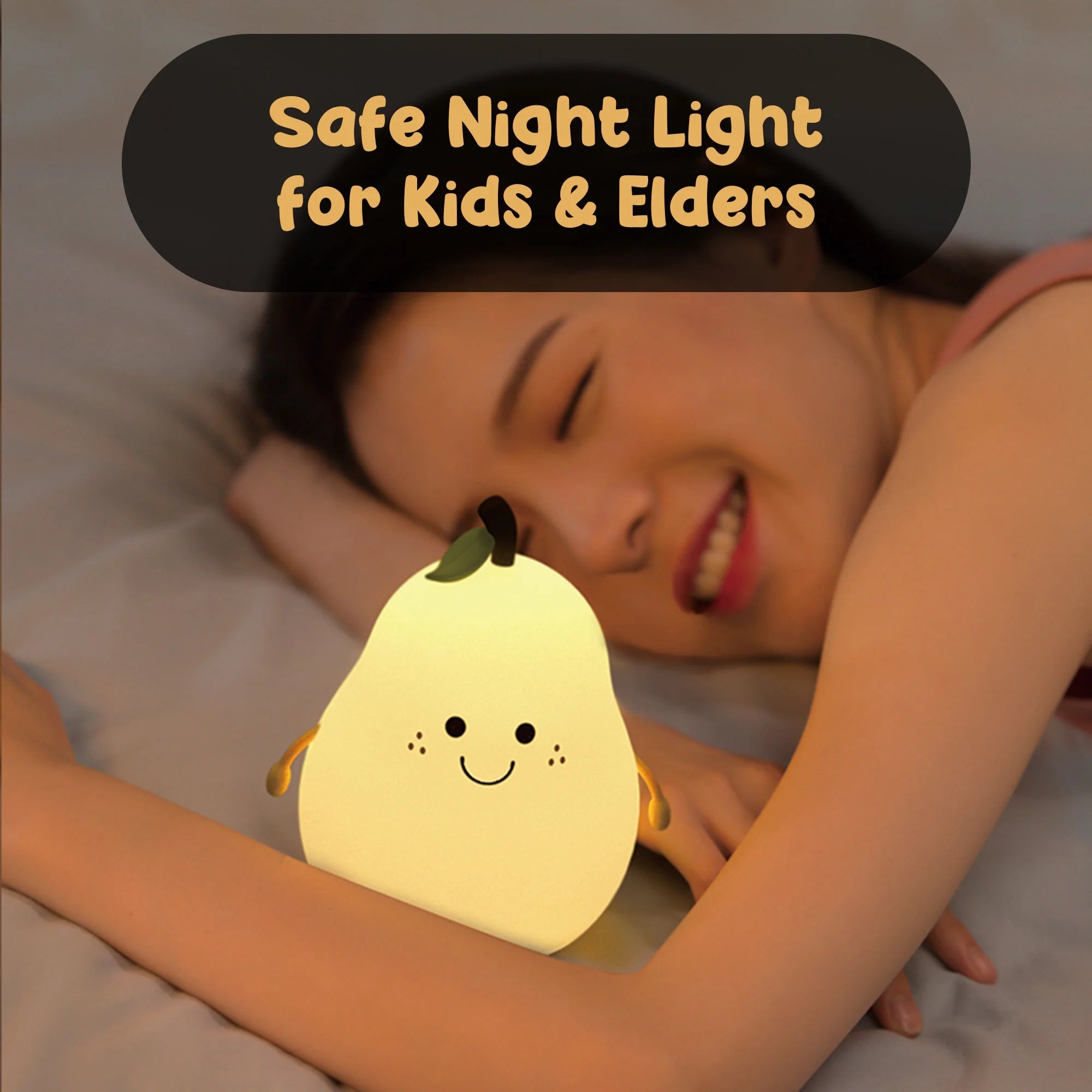 Kids Night Light – Baby Pear Night Light for Nursery Decor, Kids Bedroom Color-Changing Silicone Nursery Lamp – Dimmable Battery Powered Pear Lamp