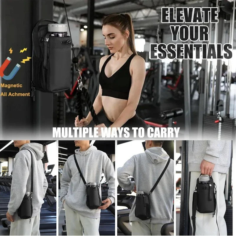 Spot Fitness Magnetic Water Bottle Bag Gym Portable Slanted Water Cup Bag Strong Magnetic Sports Water Bottle Hanging Bag